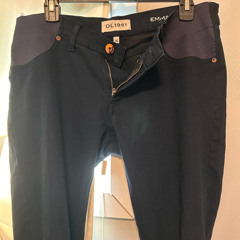 DL1961 Emma Dark Blue Jeans with Orange Hardware MATERNITY !! Perfect Condition